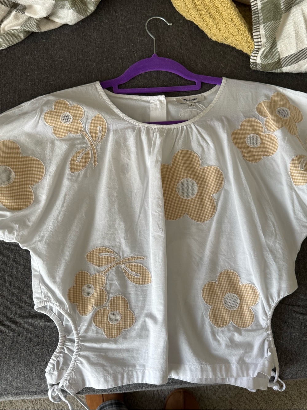Madewell White Gathered Neckline Top